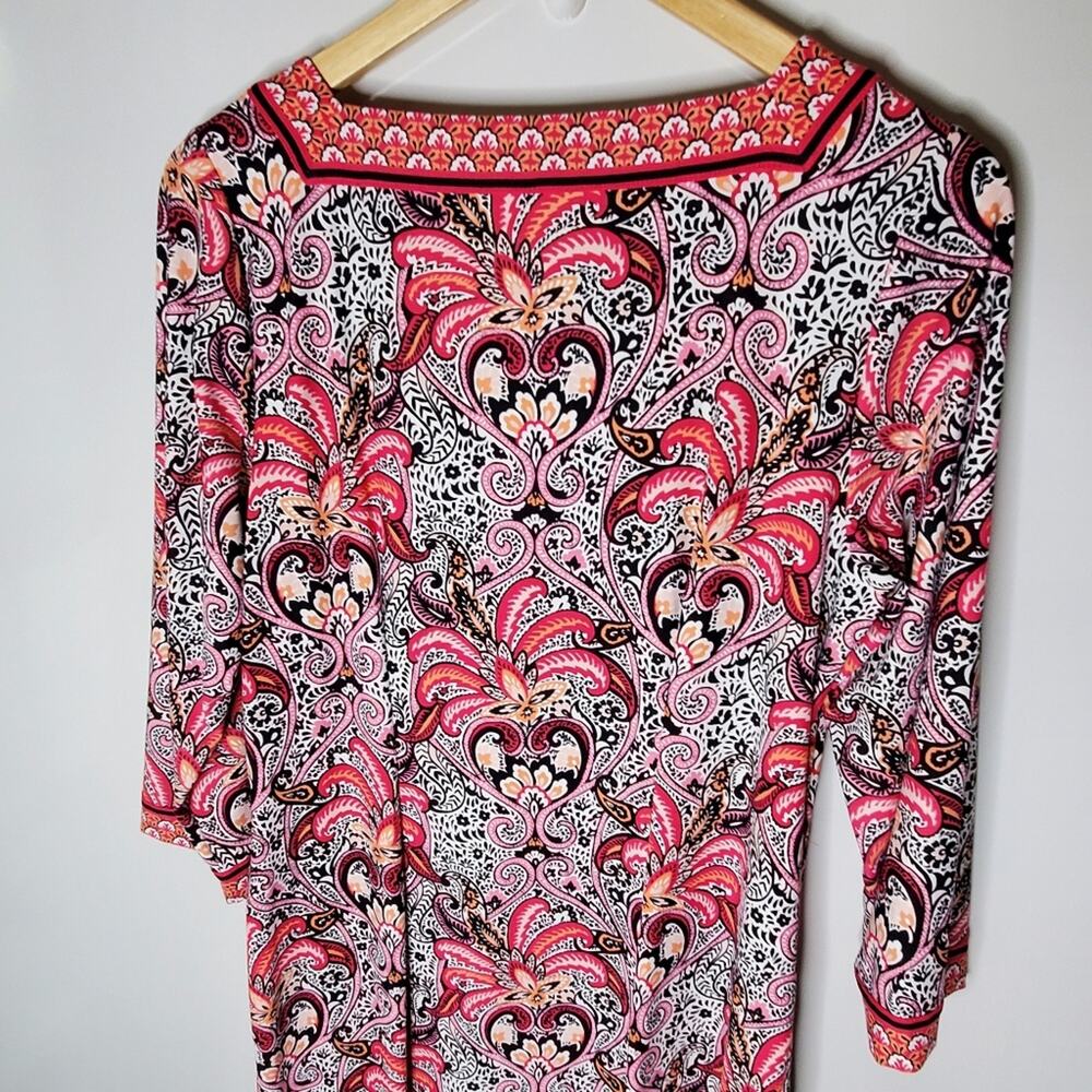 Talbots Pink paisley & floral stretchy Knit midi Dress Large preowned Condition - Picture 7 of 10